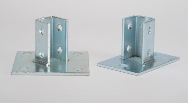 P140000S4 SINGLE CHANNEL POST BASE (6 X 6) - 4 HOLE SQUARE 304 STAINLESS STEEL (3-1/2 HIGH) - SOLD PER PIECE